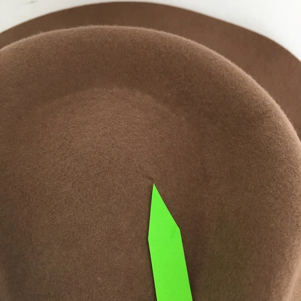 Banana Republic Boho Wool Felt Hat Tan Dark Brown Braided Leather Hat Band